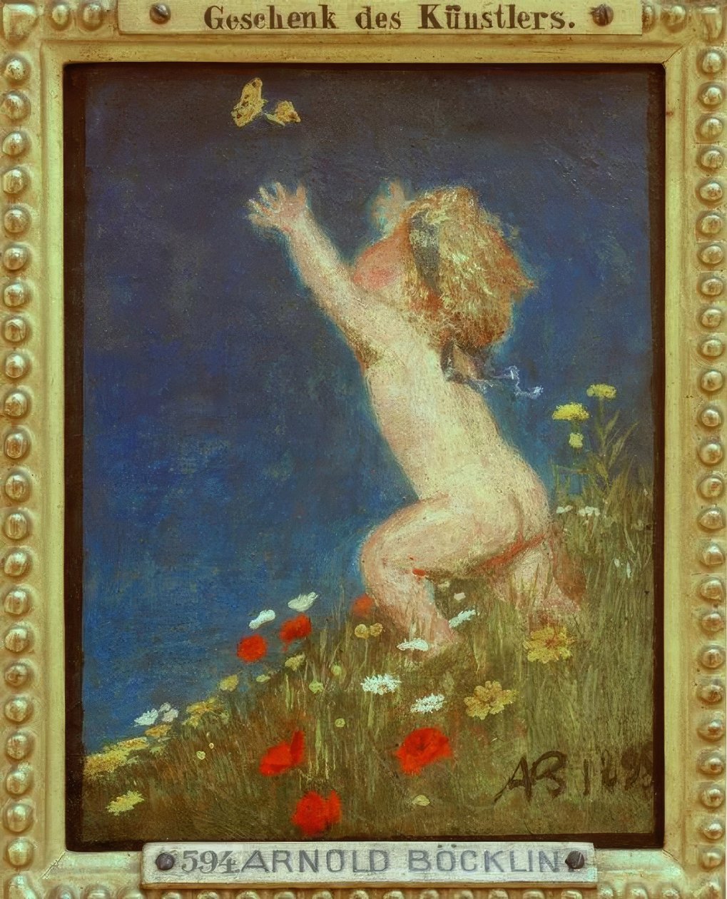 Bambino nudo con capelli biondi da Arnold Böcklin