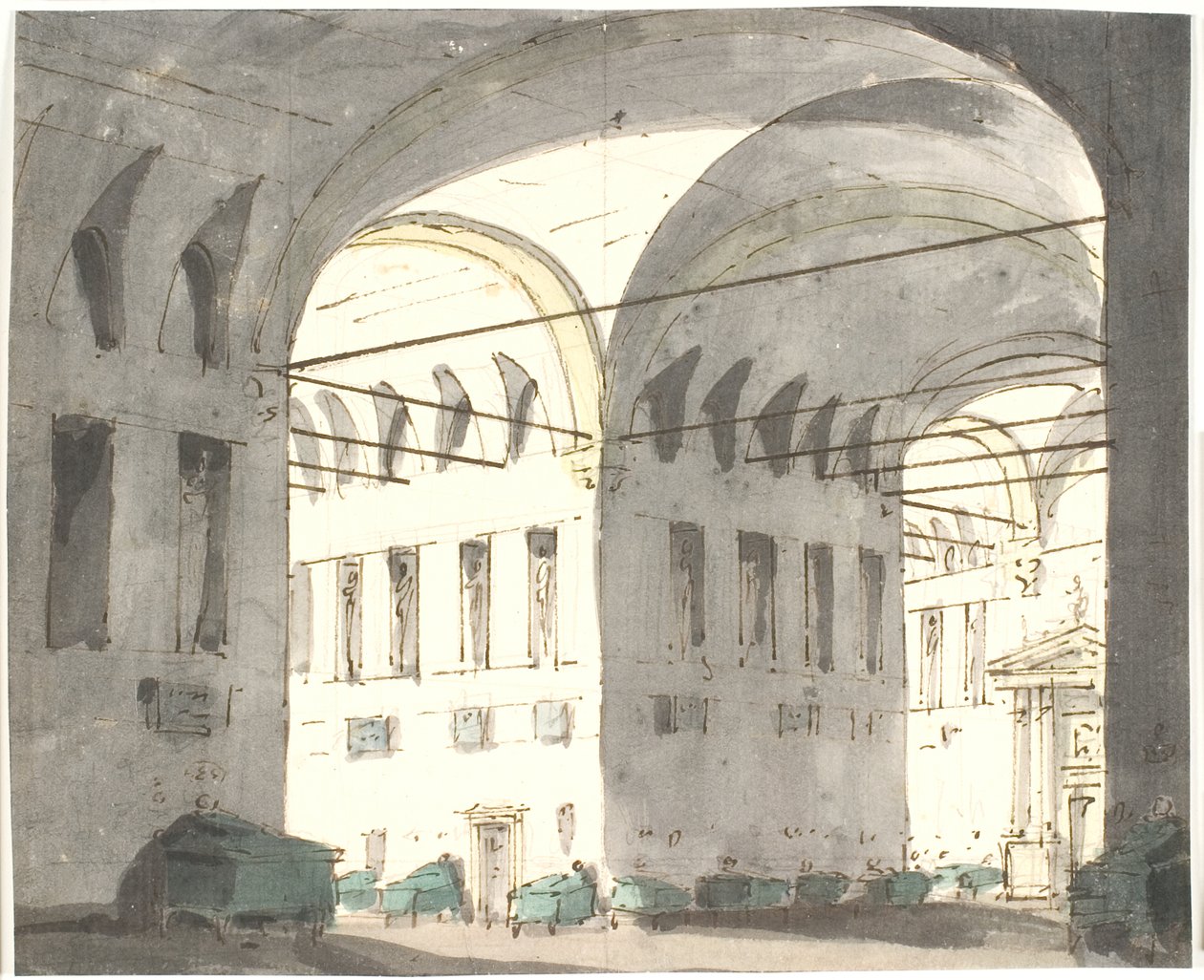 Interno con grandi archi e letti da Aron Wallick