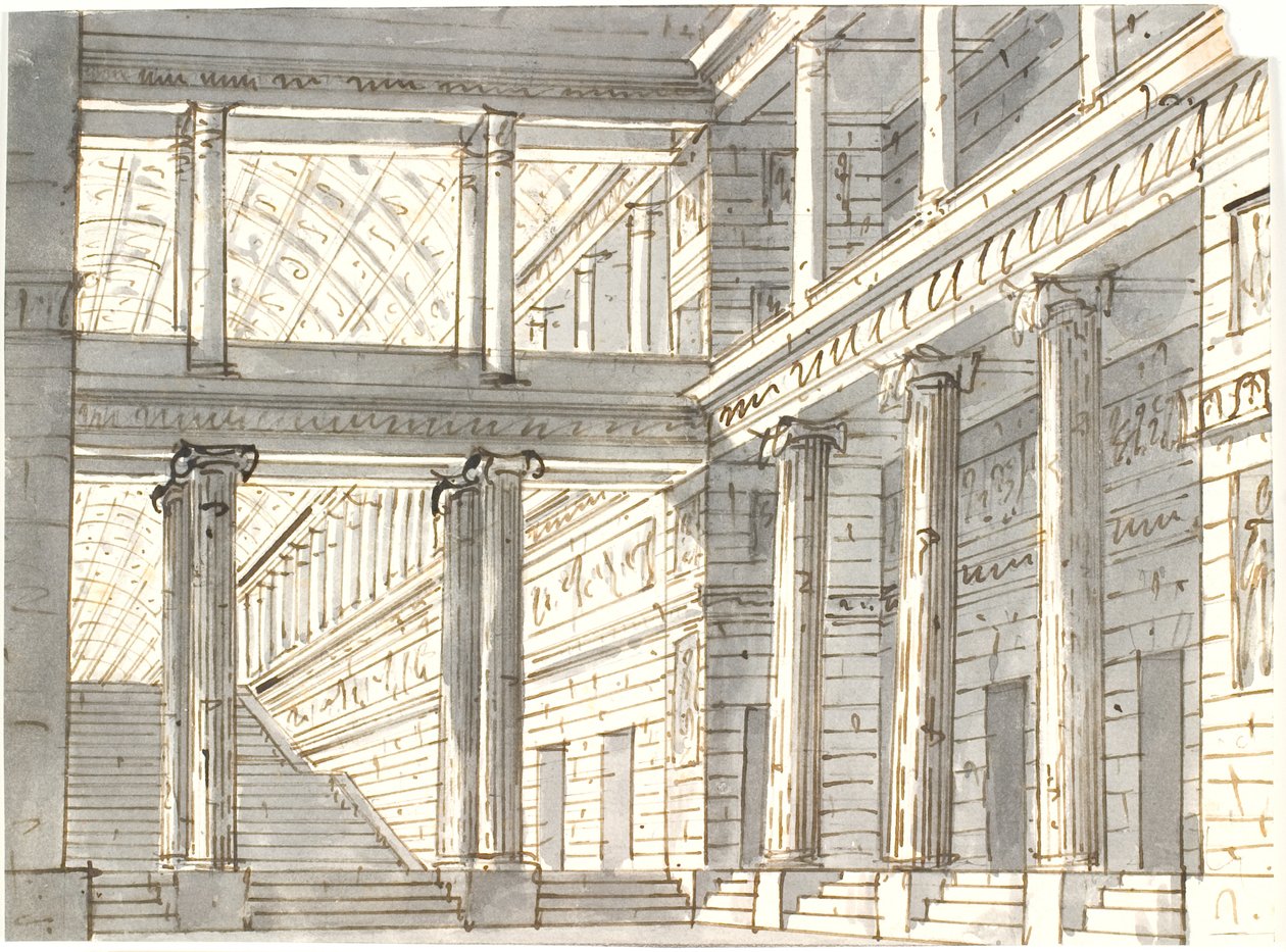 Interno di palazzo con colonne e scala da Aron Wallick