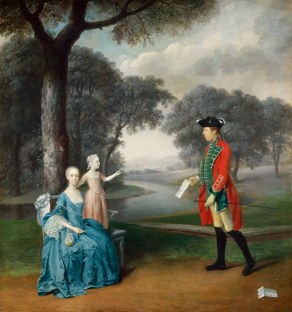 Francis Vincent, sua moglie Mercy e la figlia Ann, di Weddington Hall, Warwickshire, 1763 da Arthur Devis