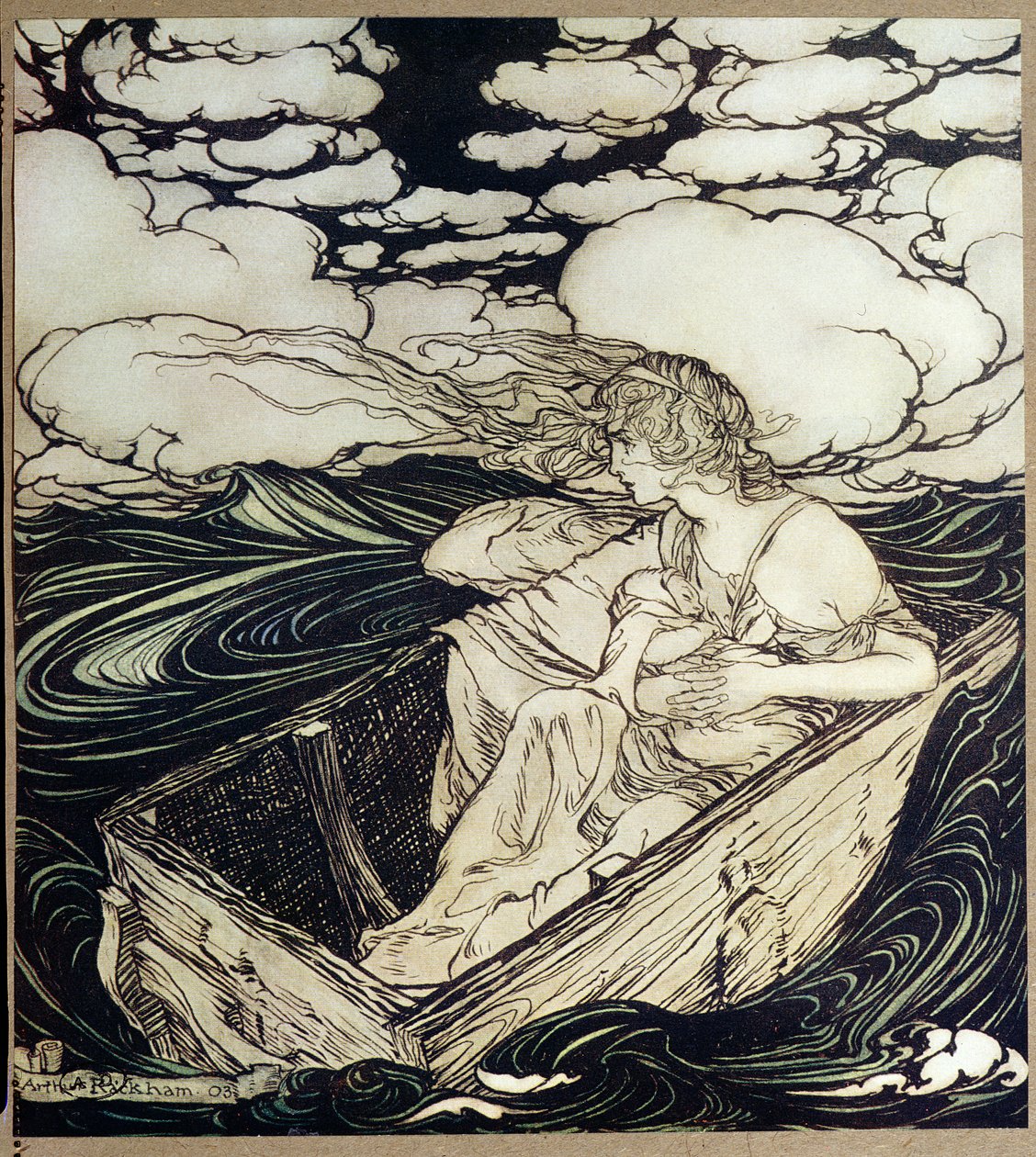 Danae e suo figlio Perseo, 1903 da Arthur Rackham