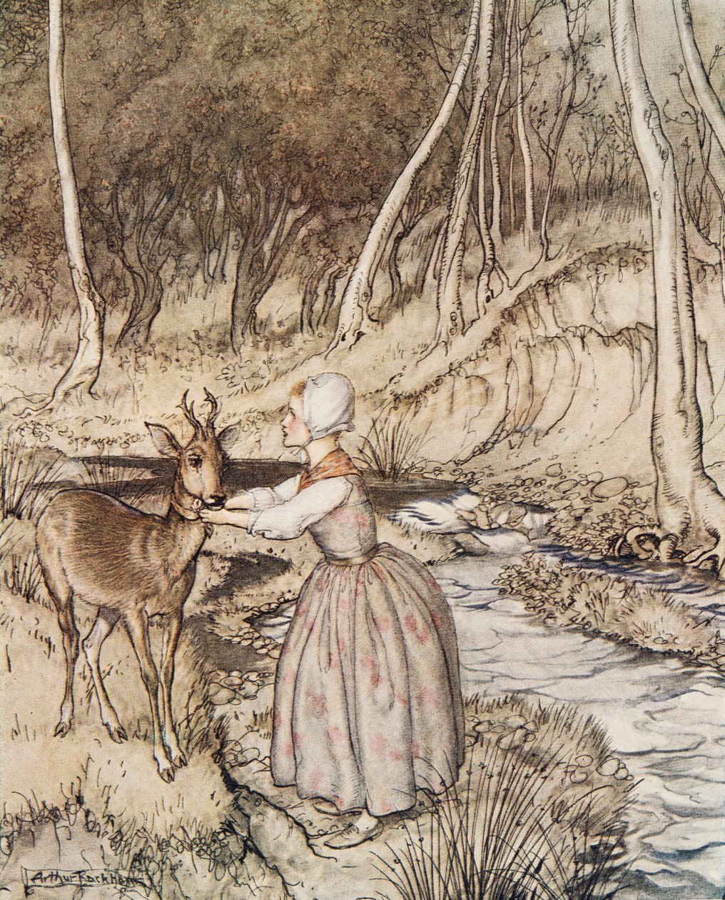Fratellino e Sorellina, da Fratellino e Sorellina e Altri Racconti dei Fratelli Grimm, pub.1917 da Arthur Rackham