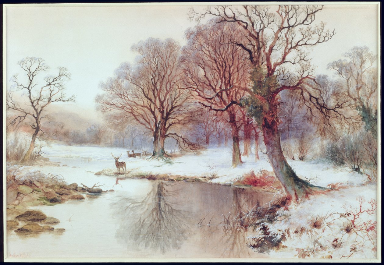 Paesaggio innevato con cervi da Arthur Willett