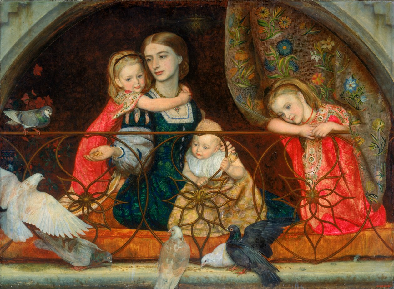 La signora Leathart e i suoi tre figli, c.1863-65 da Arthur Hughes