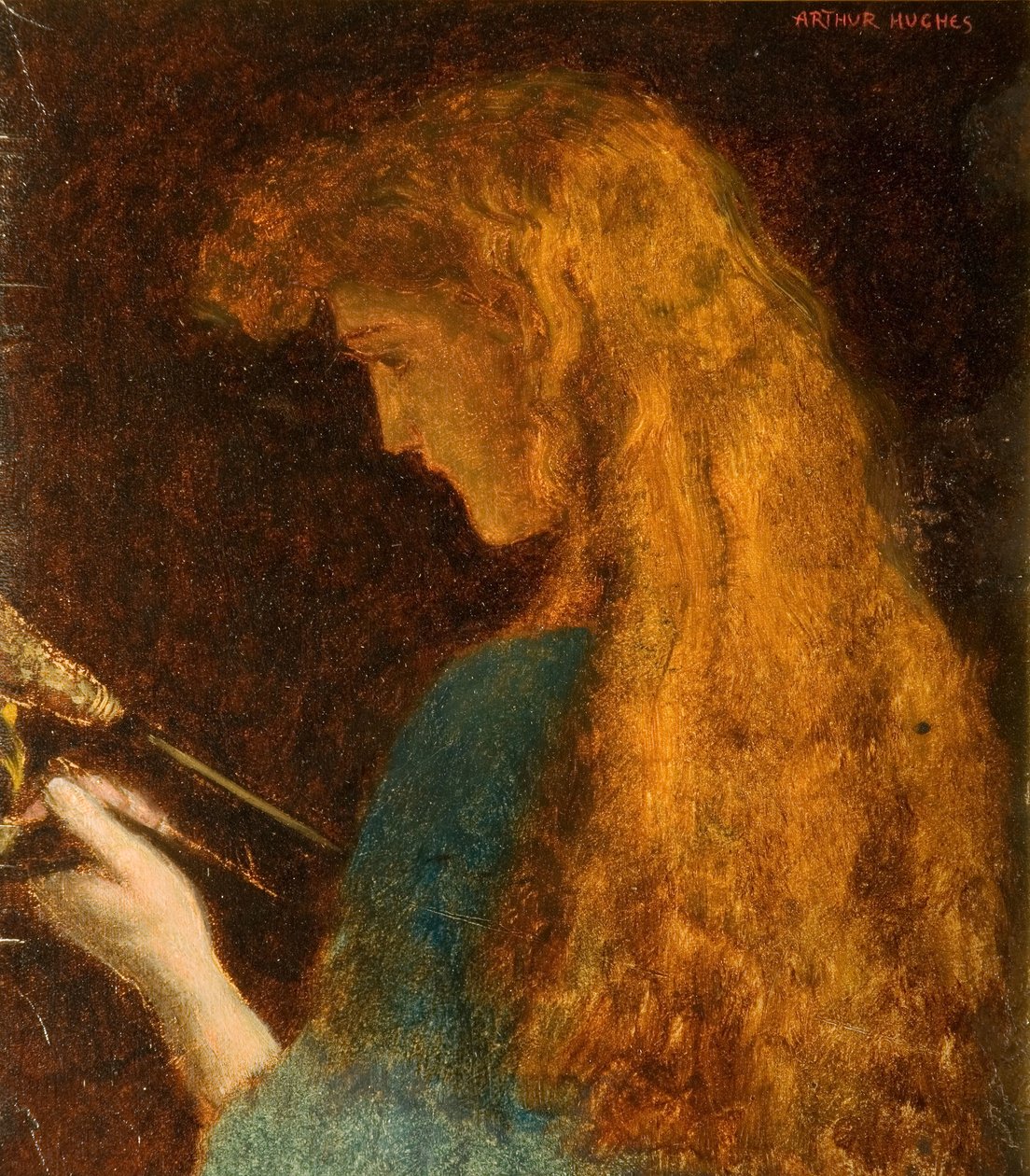 Studio della testa di una ragazza, 1880-1886 da Arthur Hughes