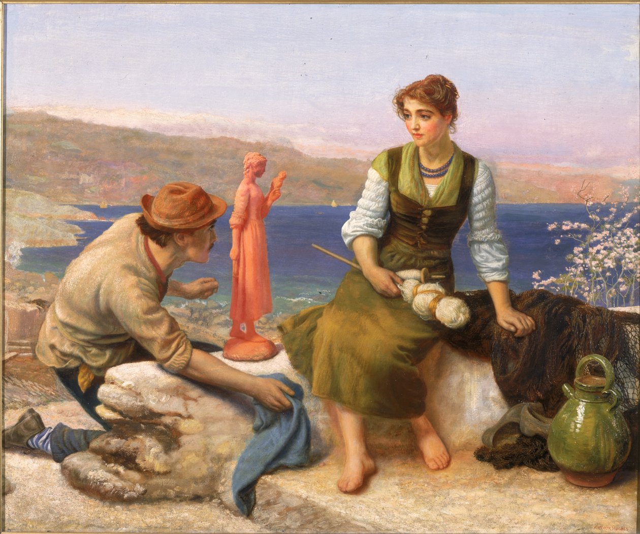 Il corteggiamento del vasaio, c.1886 da Arthur Hughes