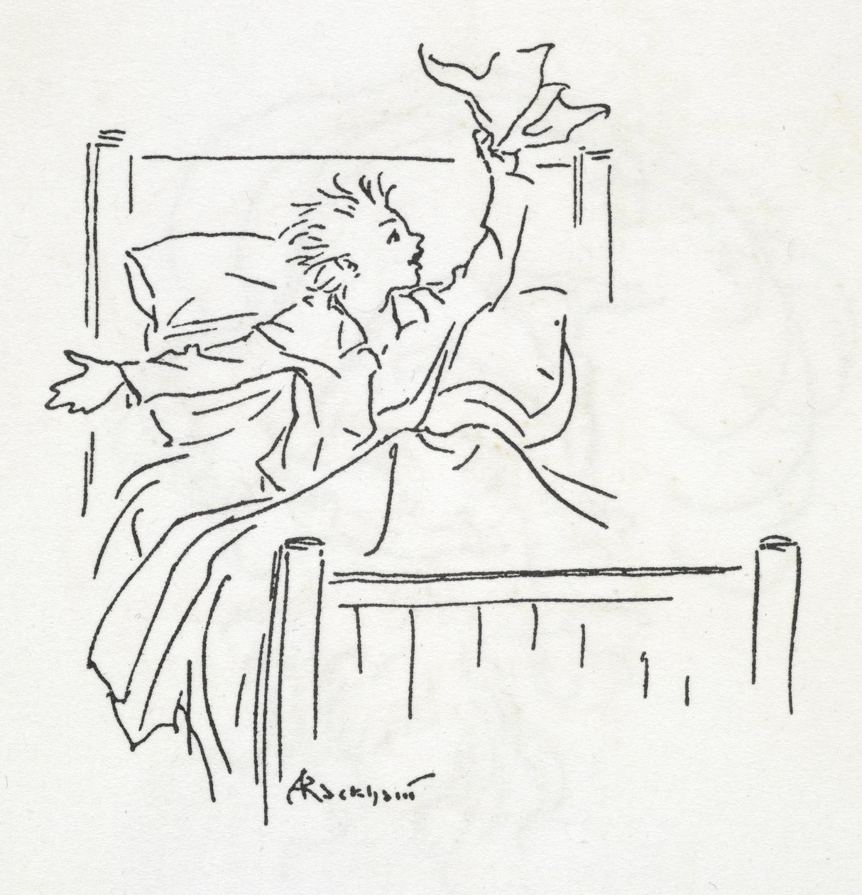 Un ragazzo a letto da Arthur Rackham