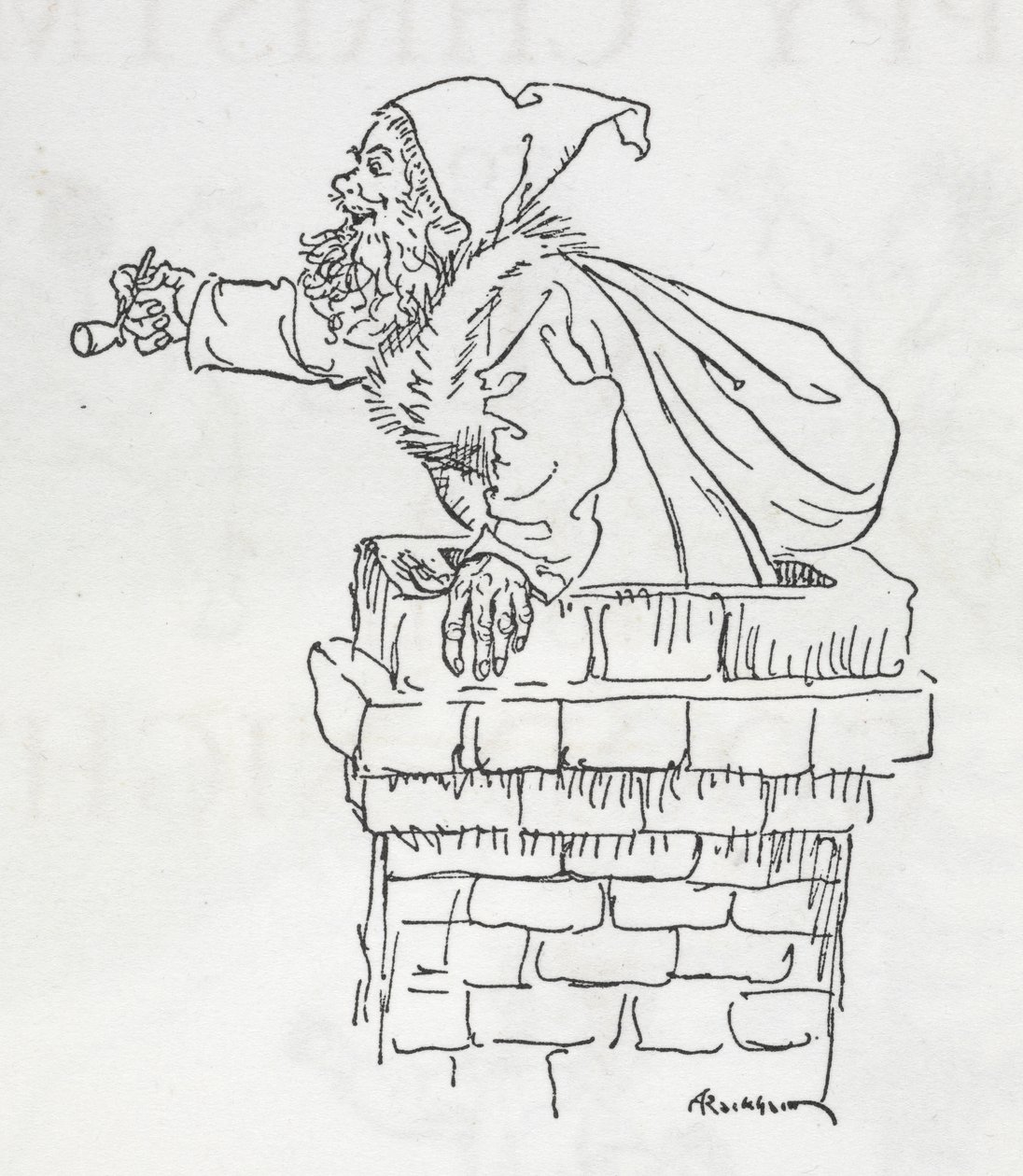 Babbo Natale che scende da un camino da Arthur Rackham