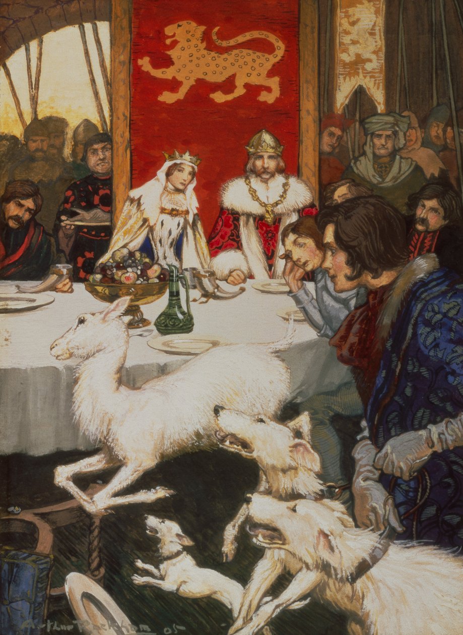 Il banchetto di nozze di Re Artù da Arthur Rackham