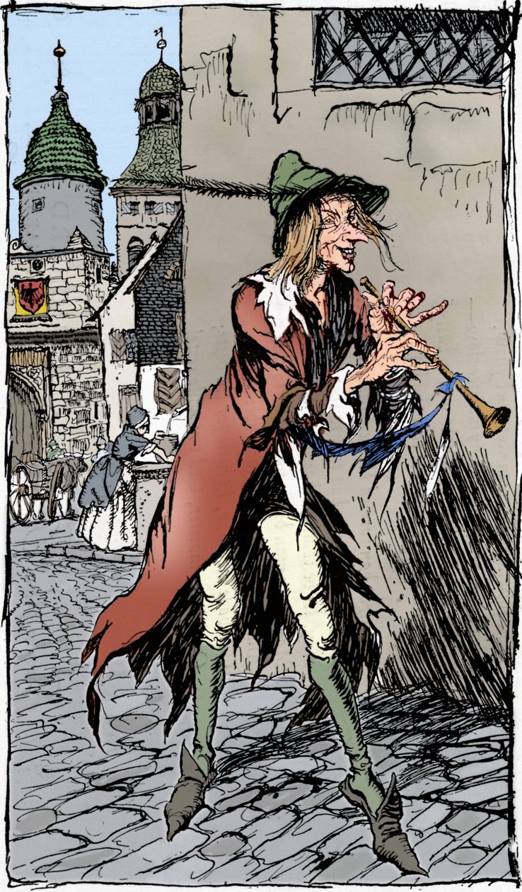 Il pifferaio magico di Hamelin, 1934 da Arthur Rackham