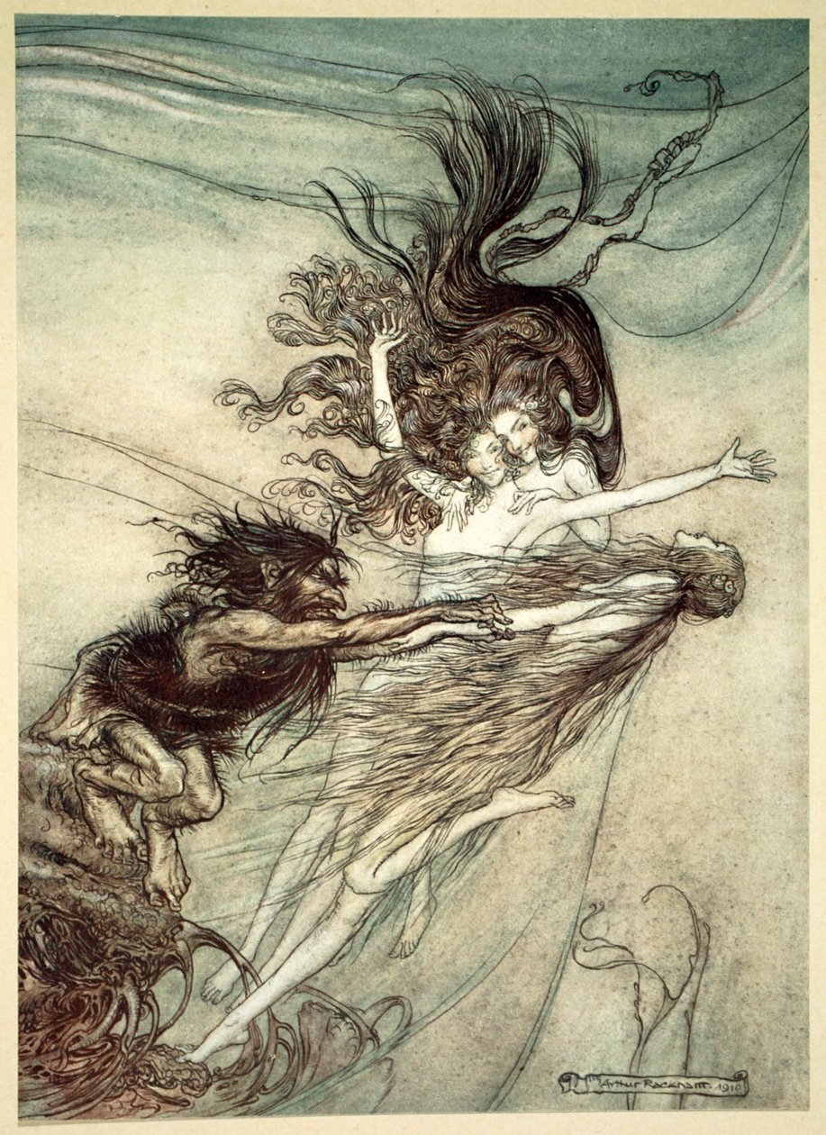 Le fanciulle del Reno che prendono in giro Alberich, 1910 da Arthur Rackham