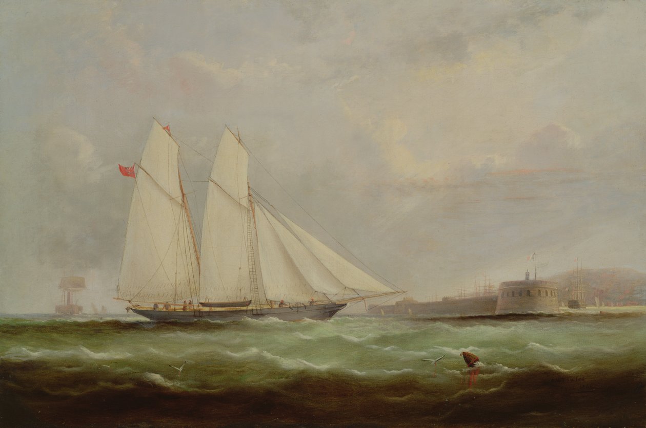 Schooner Yacht Esmeralda che si avvicina a Cherbourg, 1861 da Arthur Wellington Fowles