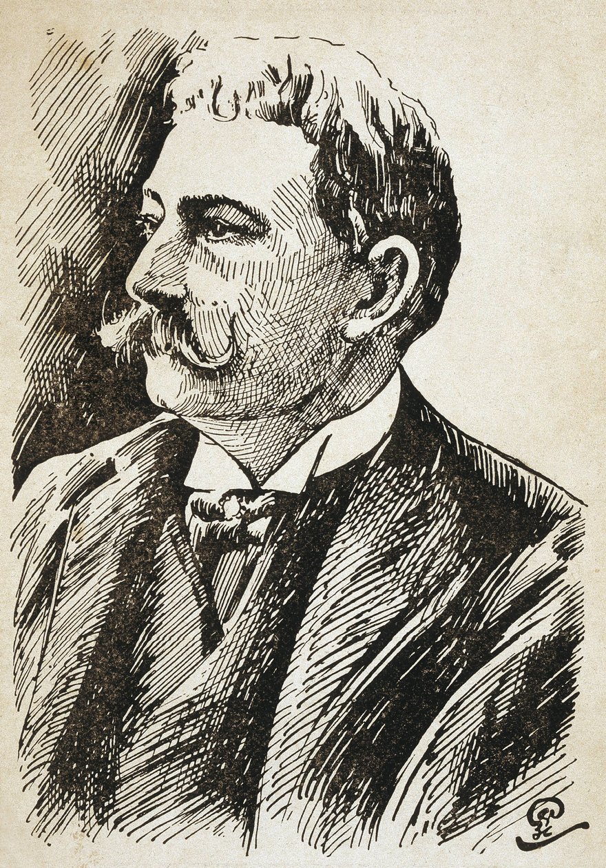 Aluisio de Azevedo (1857-1913). Scrittore brasiliano. Incisione. da Artist Unknown