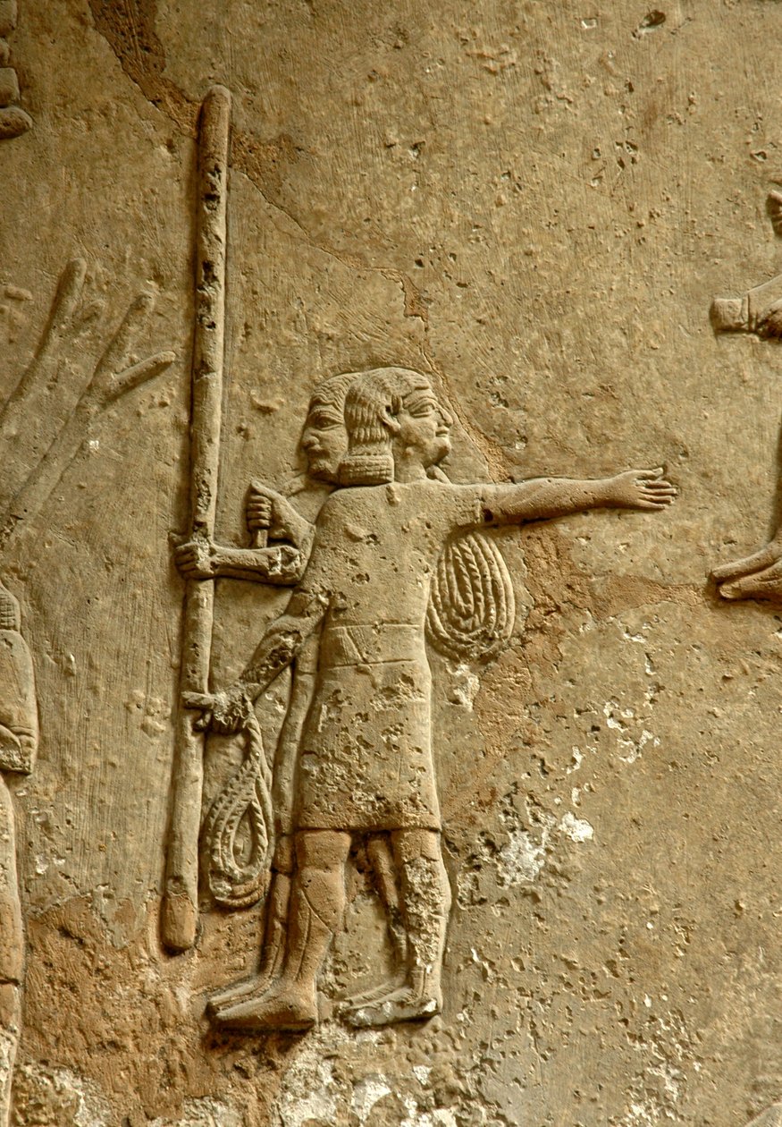 Rilievo raffigurante un cantiere, Palazzo di Ashurbanipal, Ninive, c.645 a.C. da Assyrian