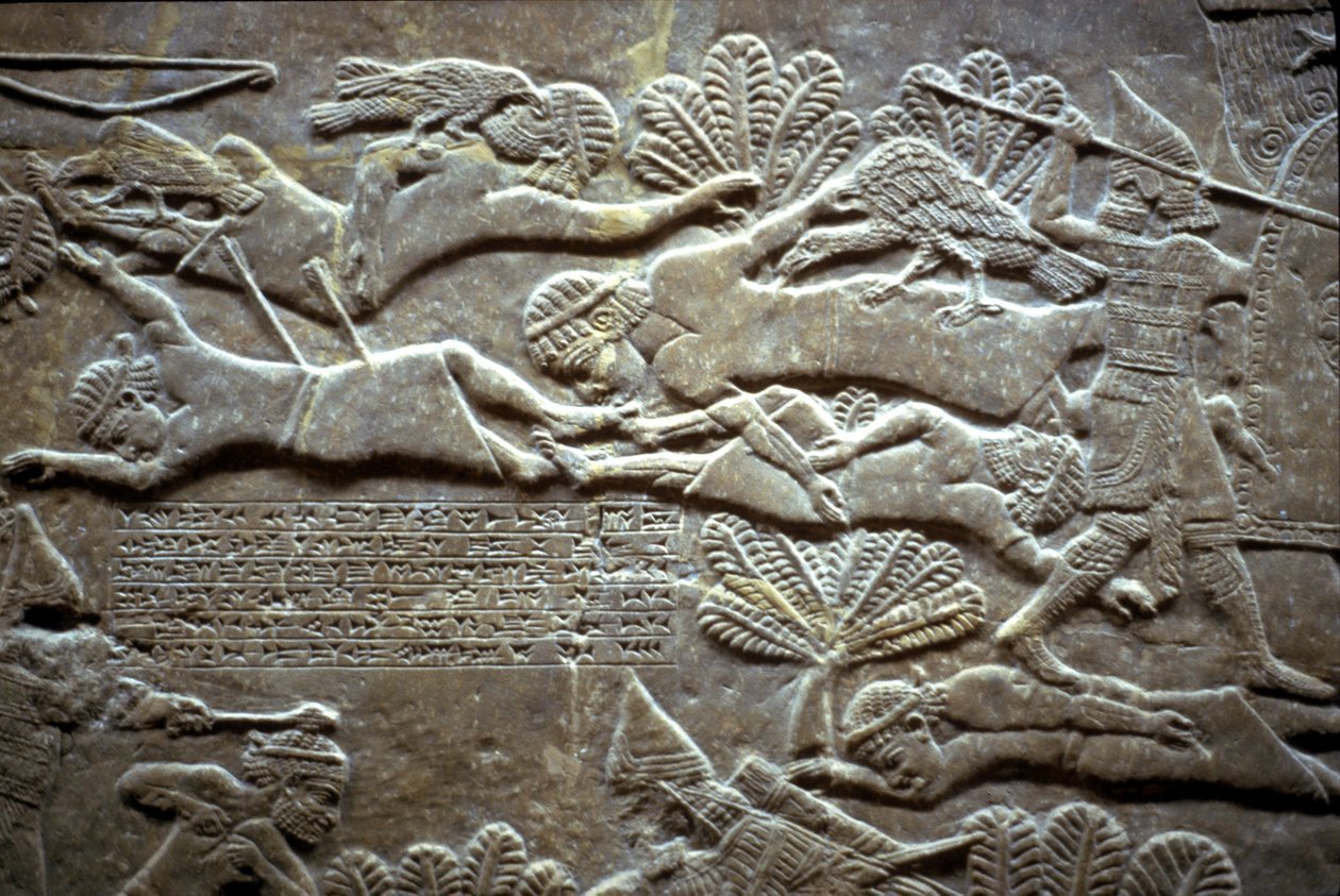 Assurbanipal alla battaglia di Til-Tuba, 650-620 a.C. da Assyrian