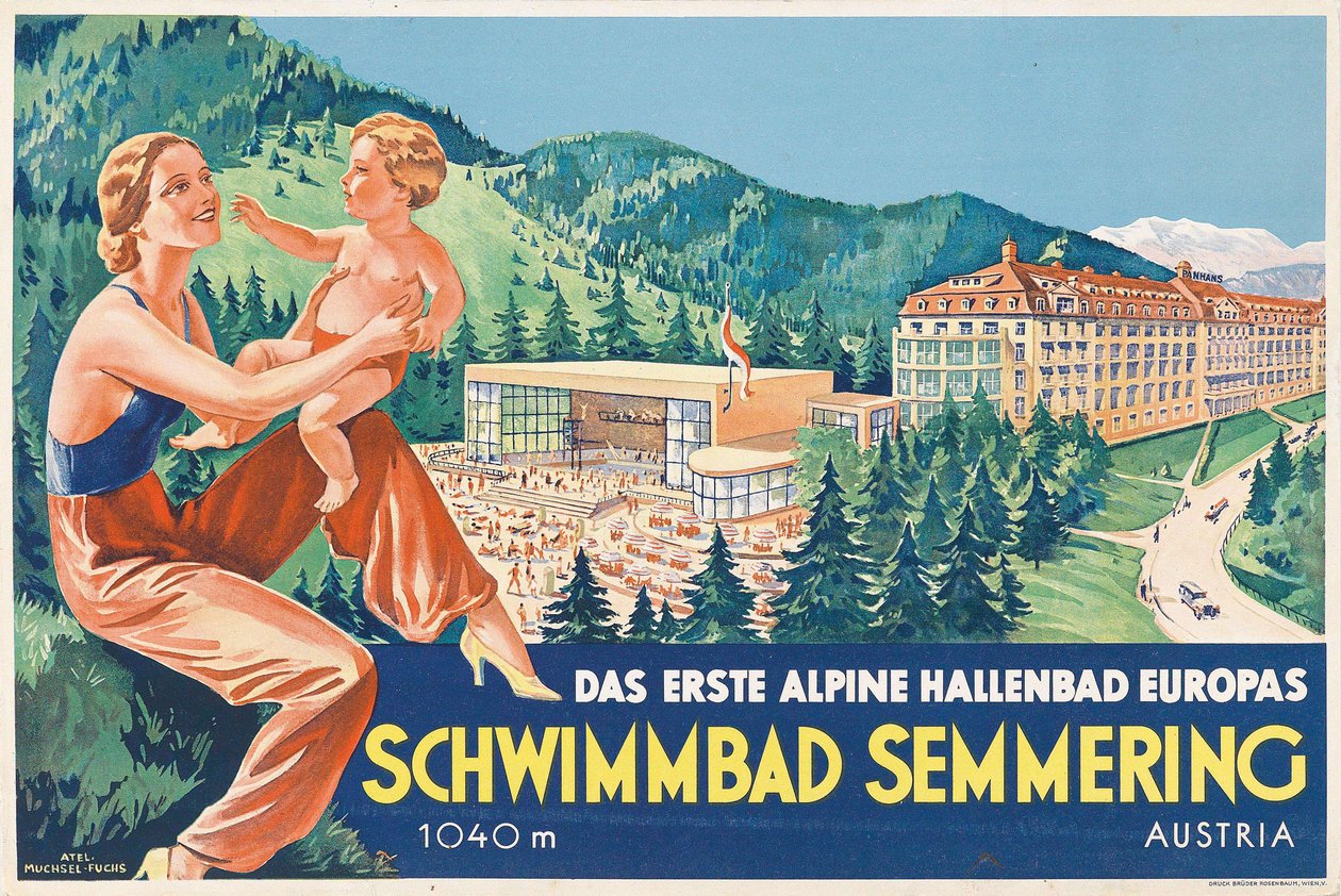 Piscina di Semmering, 1930s da Atelier Muchsel Fuchs