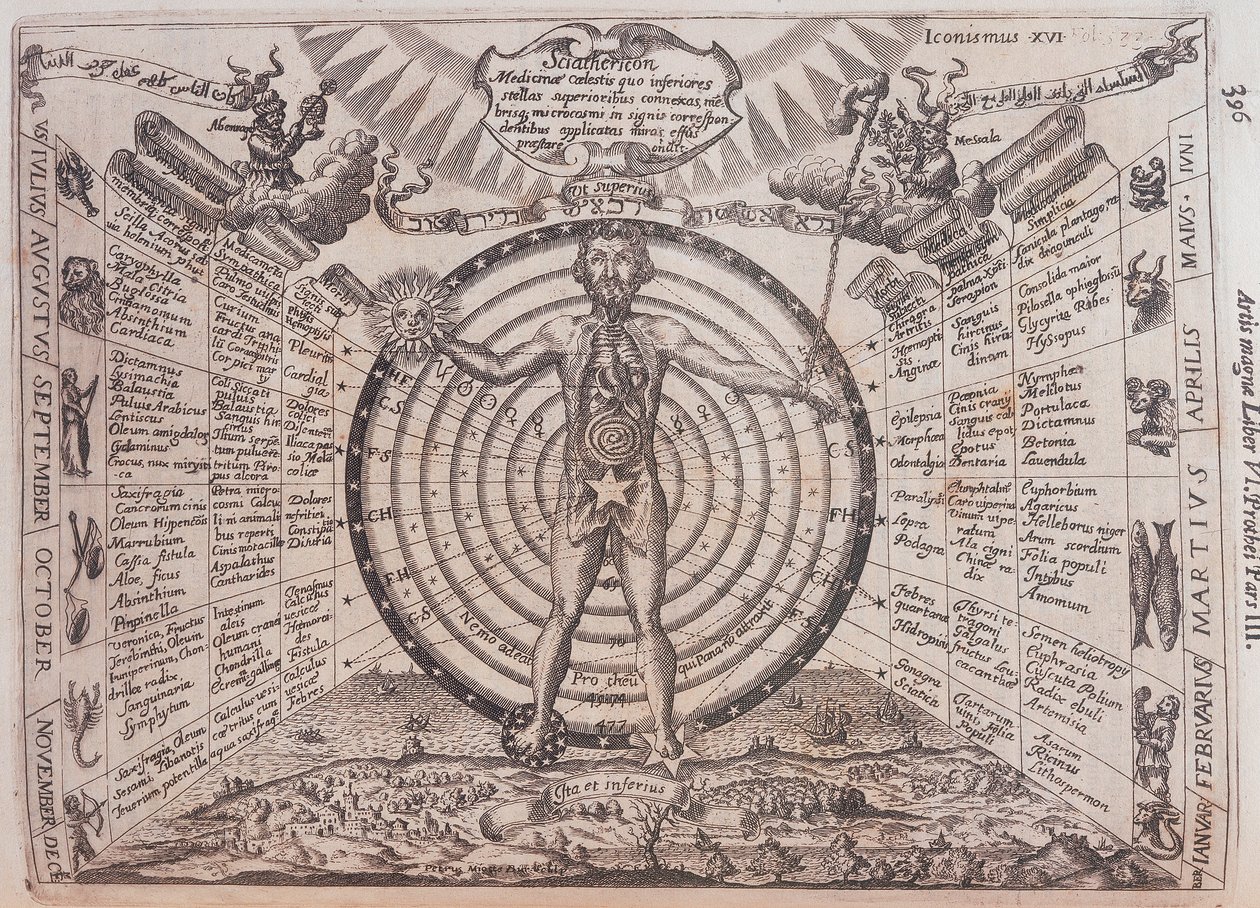 Carta astrologica, 1646 da Athanasius Kircher