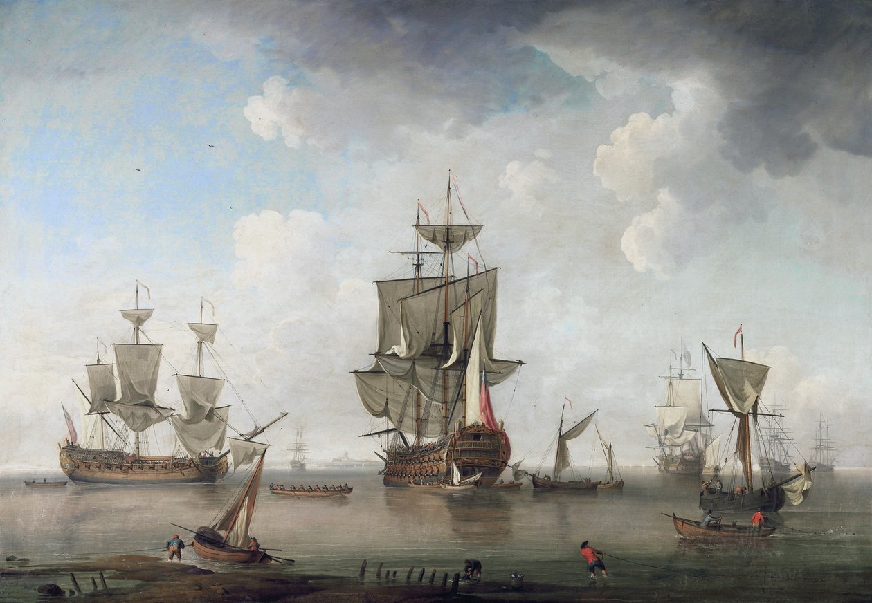 Uomini di guerra in porto da attributed to Charles Brooking