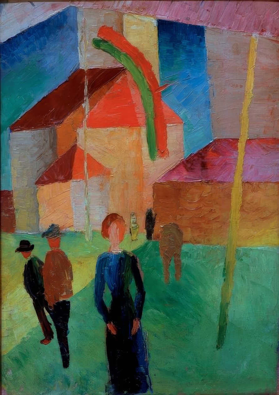 Chiesa con bandiere da August Macke