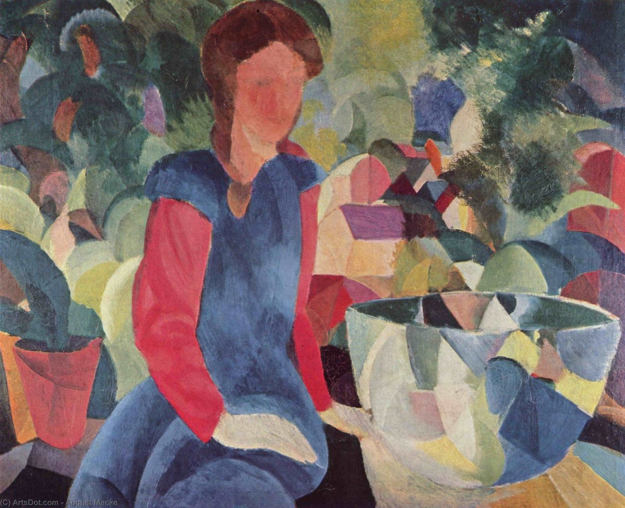 Ragazza con una boccia di pesci da August Macke