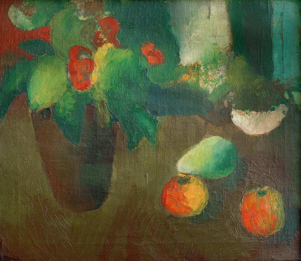 Natura morta con begonia, mele e pera da August Macke