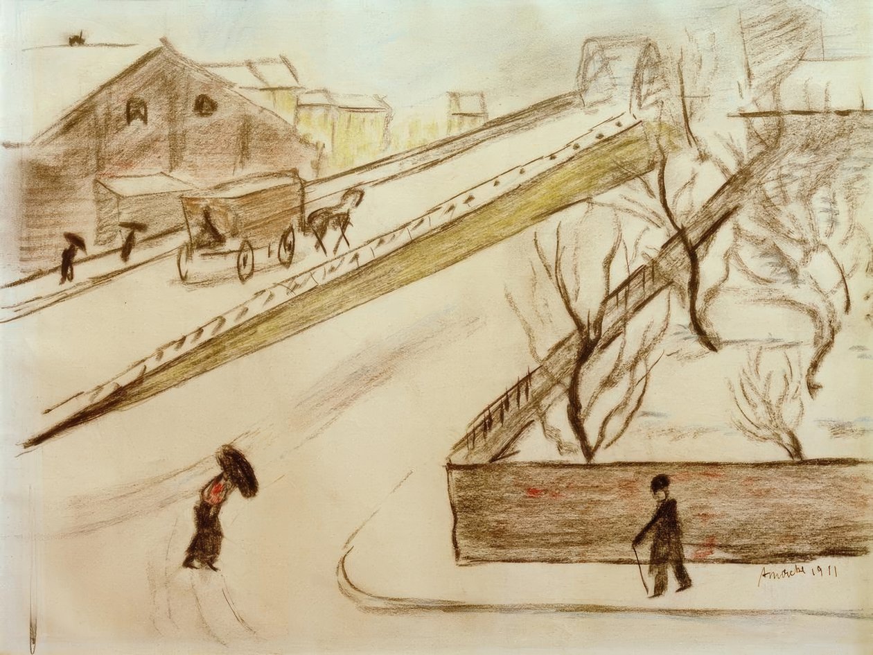 Angolo di strada nella neve da August Macke