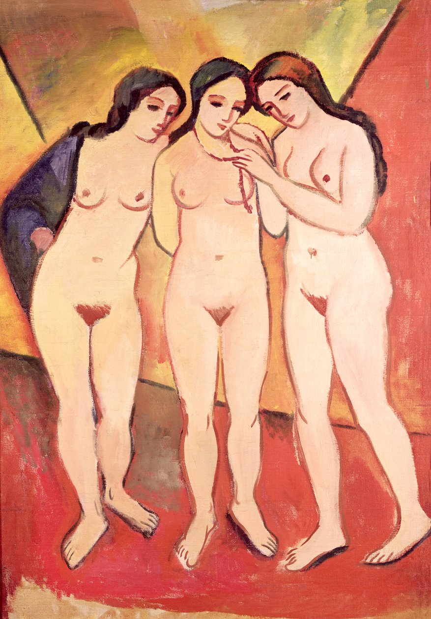 Tre ragazze nude (rosso e arancione) da August Macke