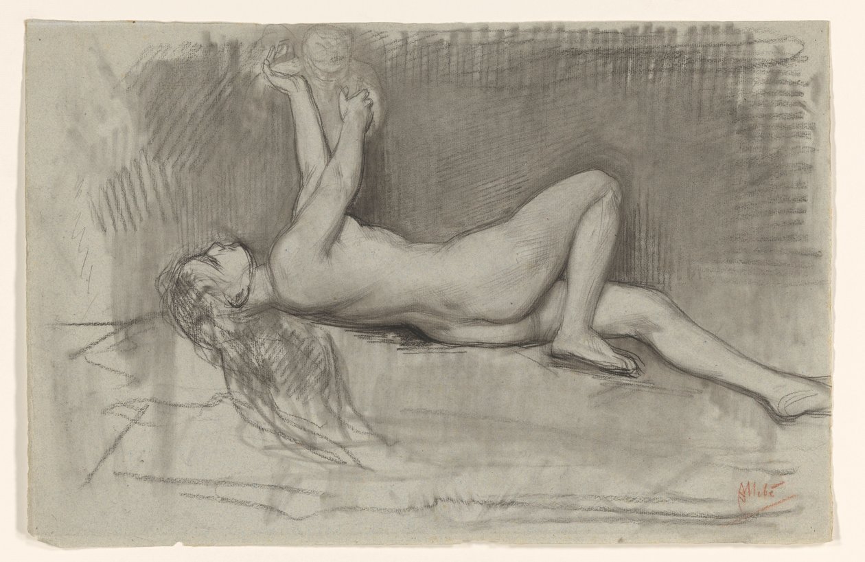 Studio di nudo di donna sdraiata all