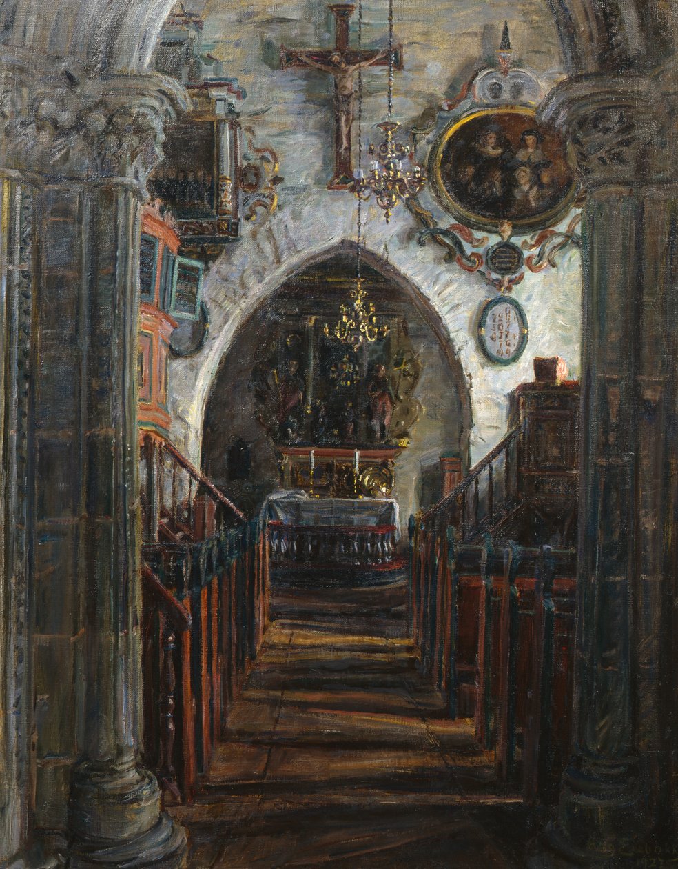Interno, chiesa di Dale, Luster da August Eiebakke