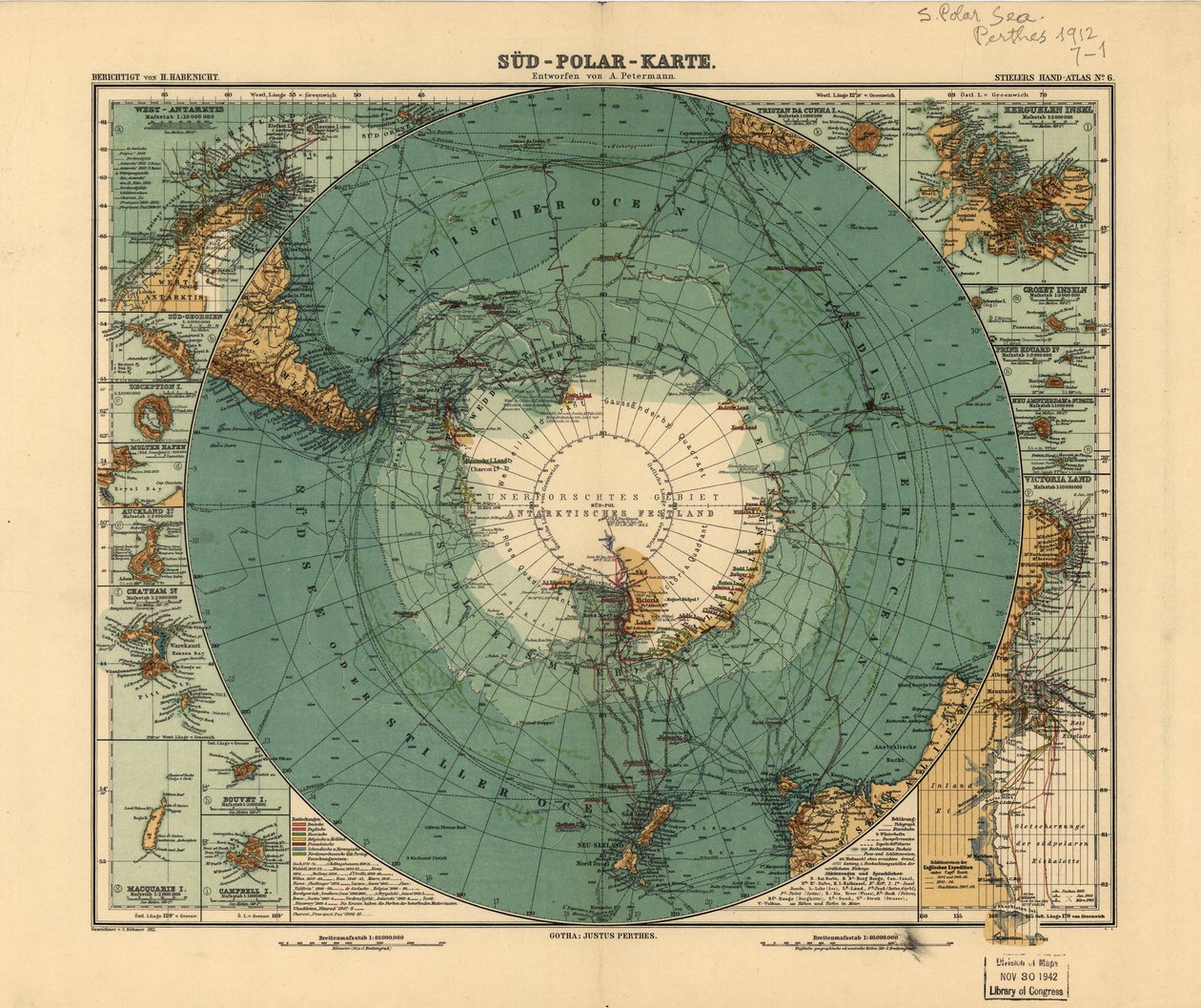 Mappa del Polo Sud, 1912 da August Heinrich Petermann
