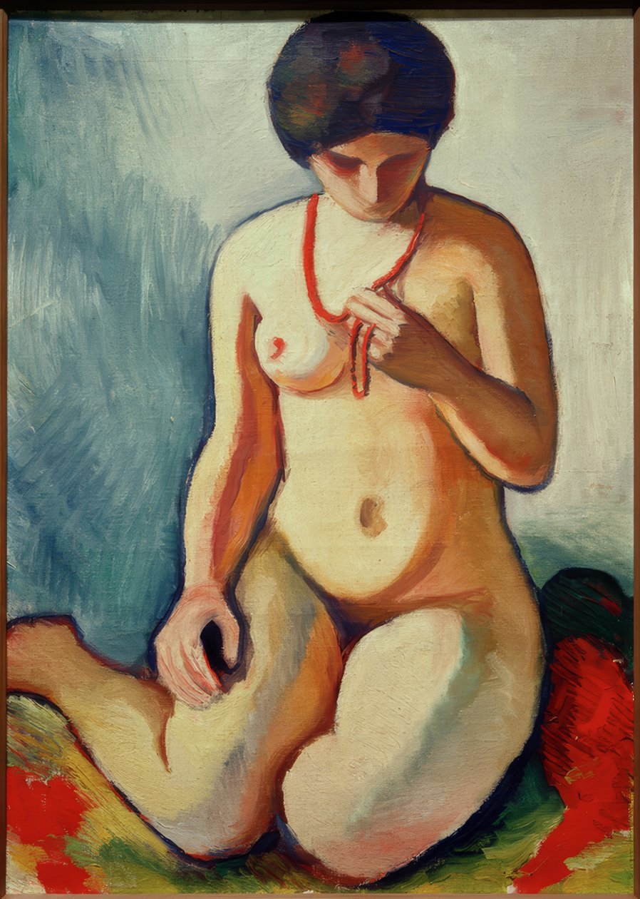 Nudo con collana di corallo da August Macke