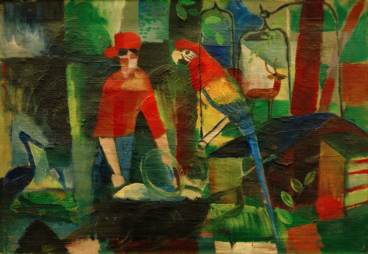 Donna con pappagallo in un paesaggio da August Macke