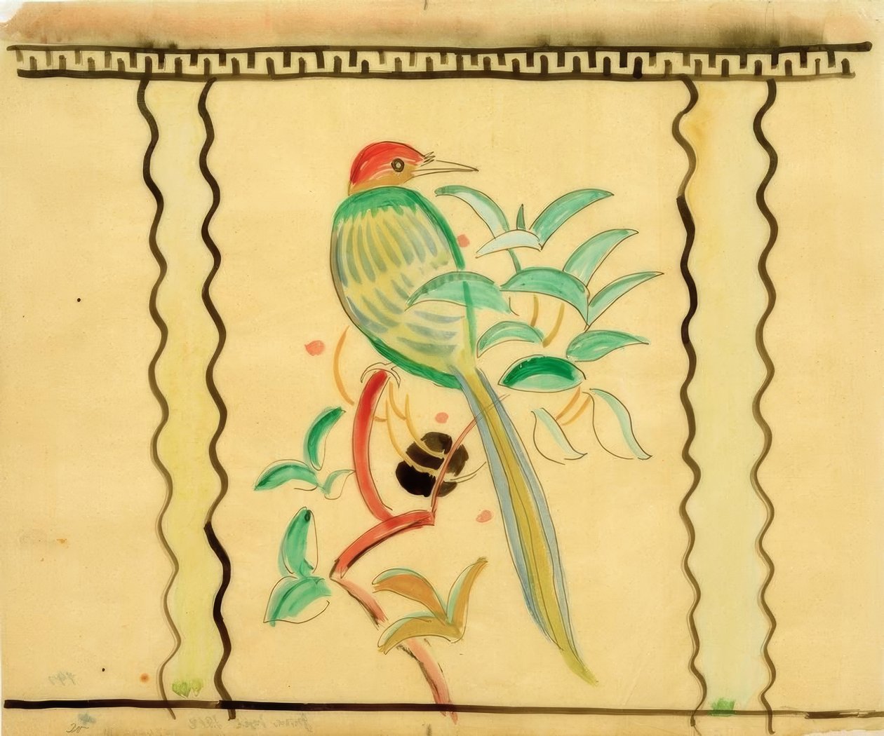 Uccello verde (Progetto di vaso) da August Macke