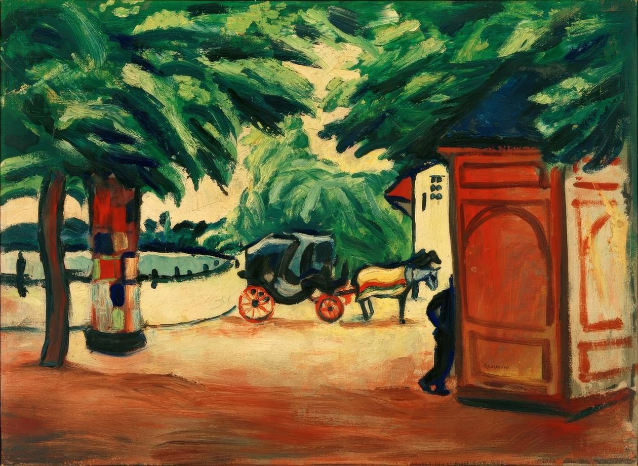 Carrozza a cavalli in un parco da August Macke