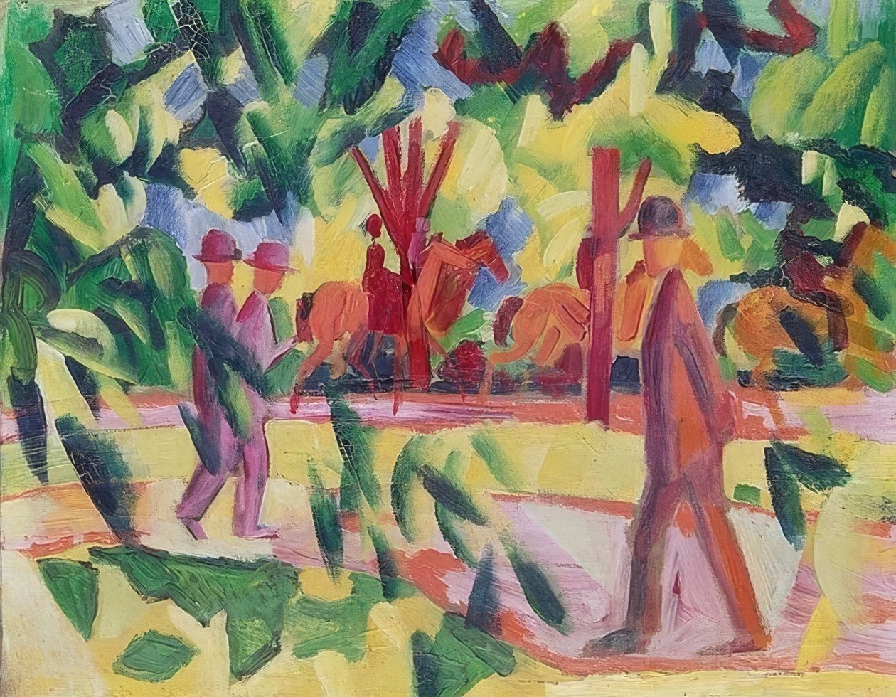 Cavalieri e passeggiatori in un viale. 1914 da August Macke