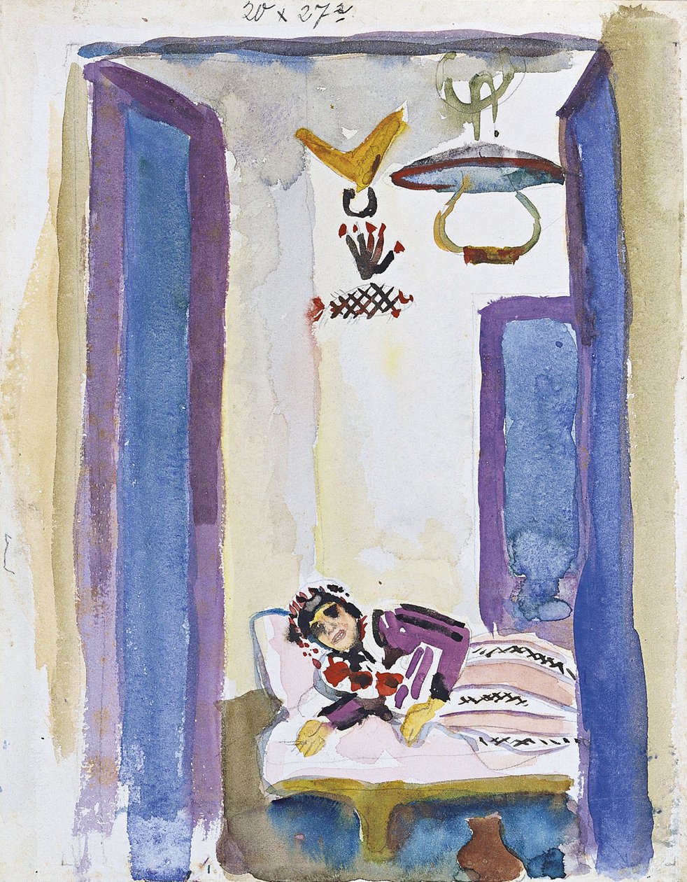 Donna su un divano, 1914 da August Macke