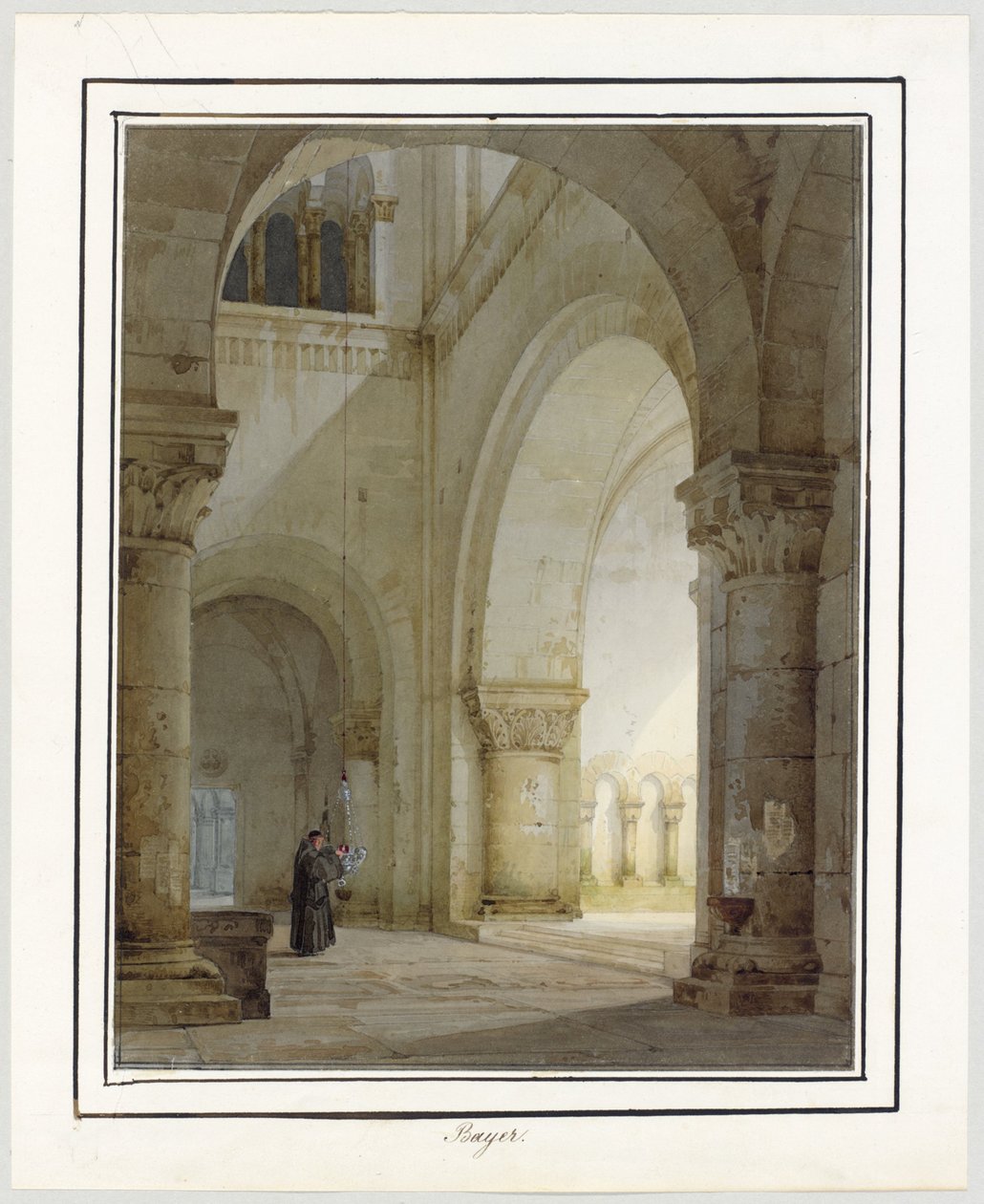 Interno di una chiesa romanica da August von Bayer
