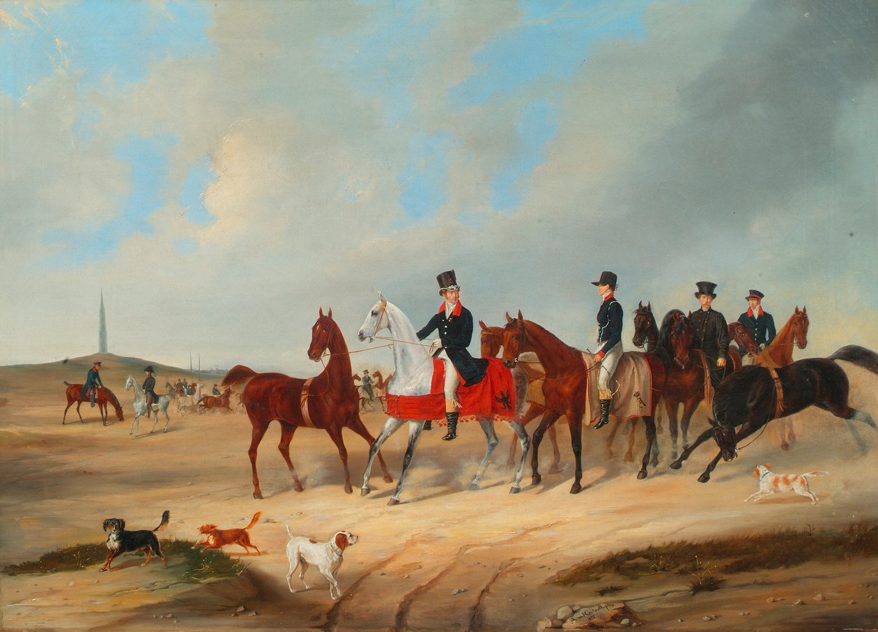 Cavalcata con cani da August von Rentzell