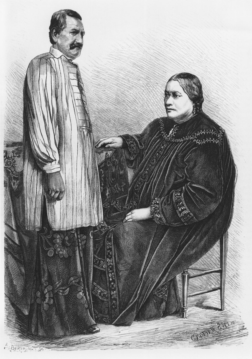 Regina Pomare IV (1827-77) di Tahiti e suo marito, illustrazione da 