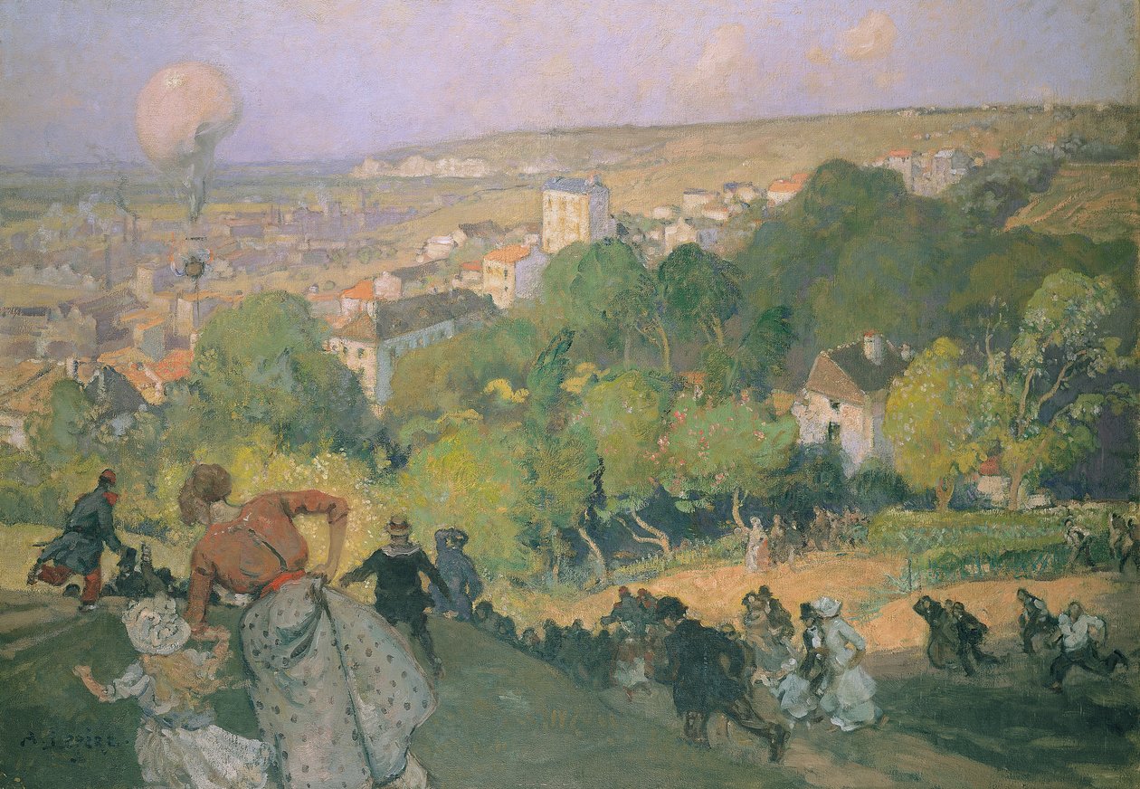 Atterraggio del pallone a Pre St-Gervais, c.1885 da Auguste Louis Lepère