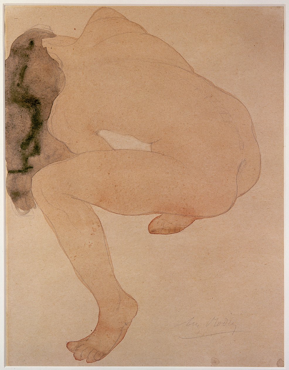 Nudo seduto piegato in avanti da Auguste Rodin