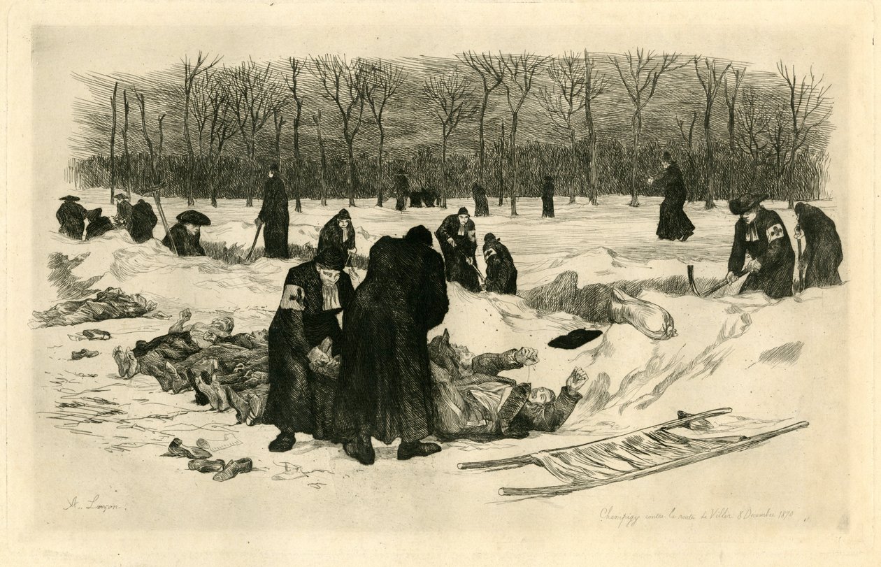 Sepoltura di morti nella neve da Auguste Andre Lancon