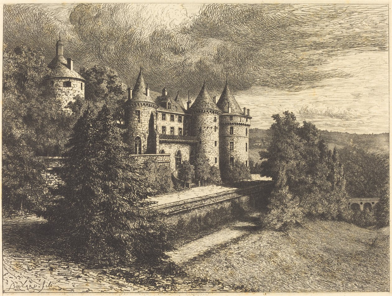 Castello su una collina da Auguste Boulard
