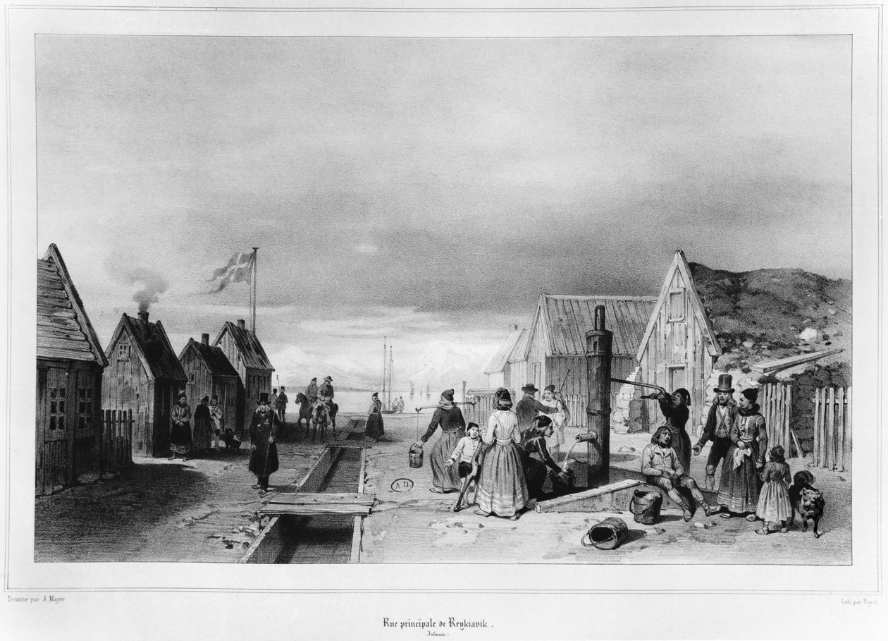 La Strada Principale, Reykjavik da Auguste Etienne Francois Mayer