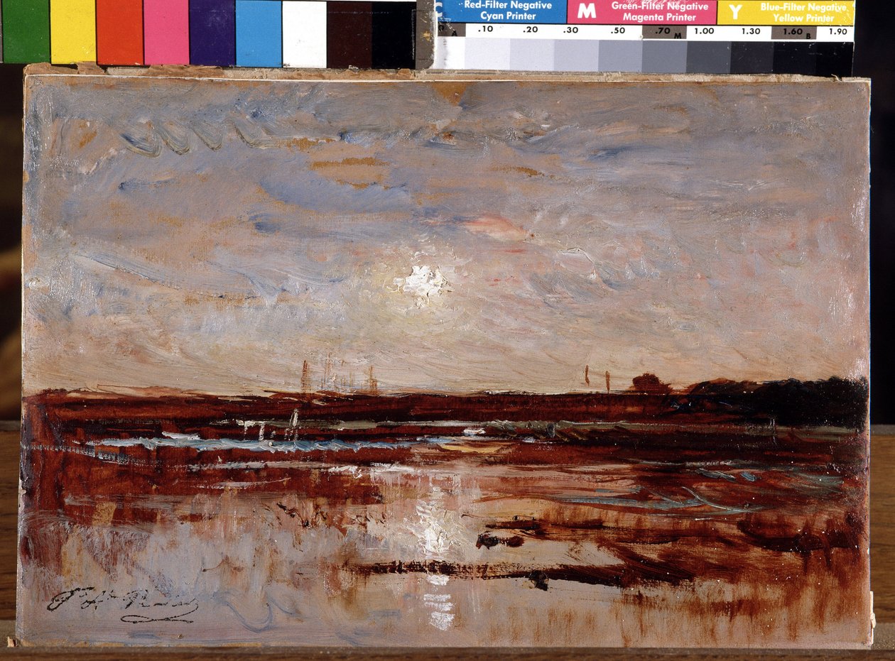 Tramonto su uno stagno da Auguste Francois Ravier