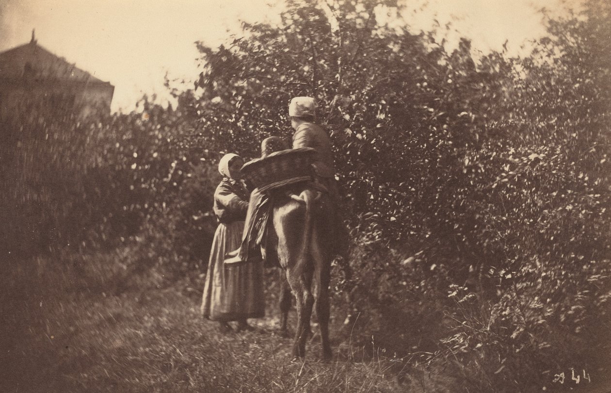 Due donne con asino da Auguste Giraudon