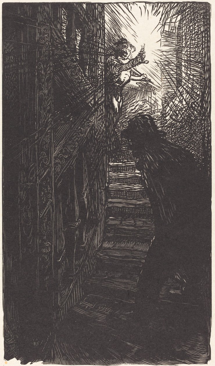 Scala scolpita rue Boutebrie da Auguste Lepere