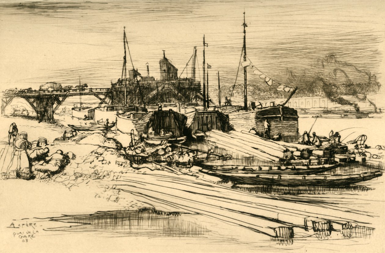 Quai De La Gare: Discarica Pubblica, 1908 da Auguste Louis Lepère