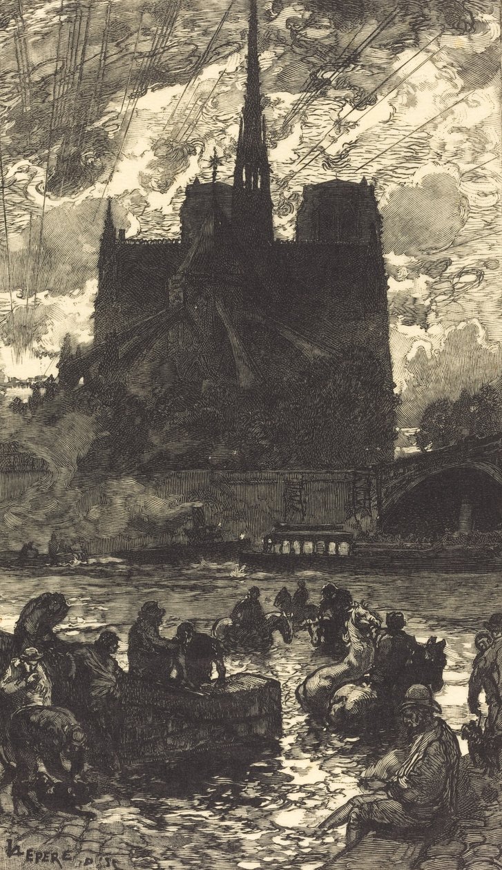 Abbeveratoio dietro Notre-Dame, 1897 da Auguste Lepere