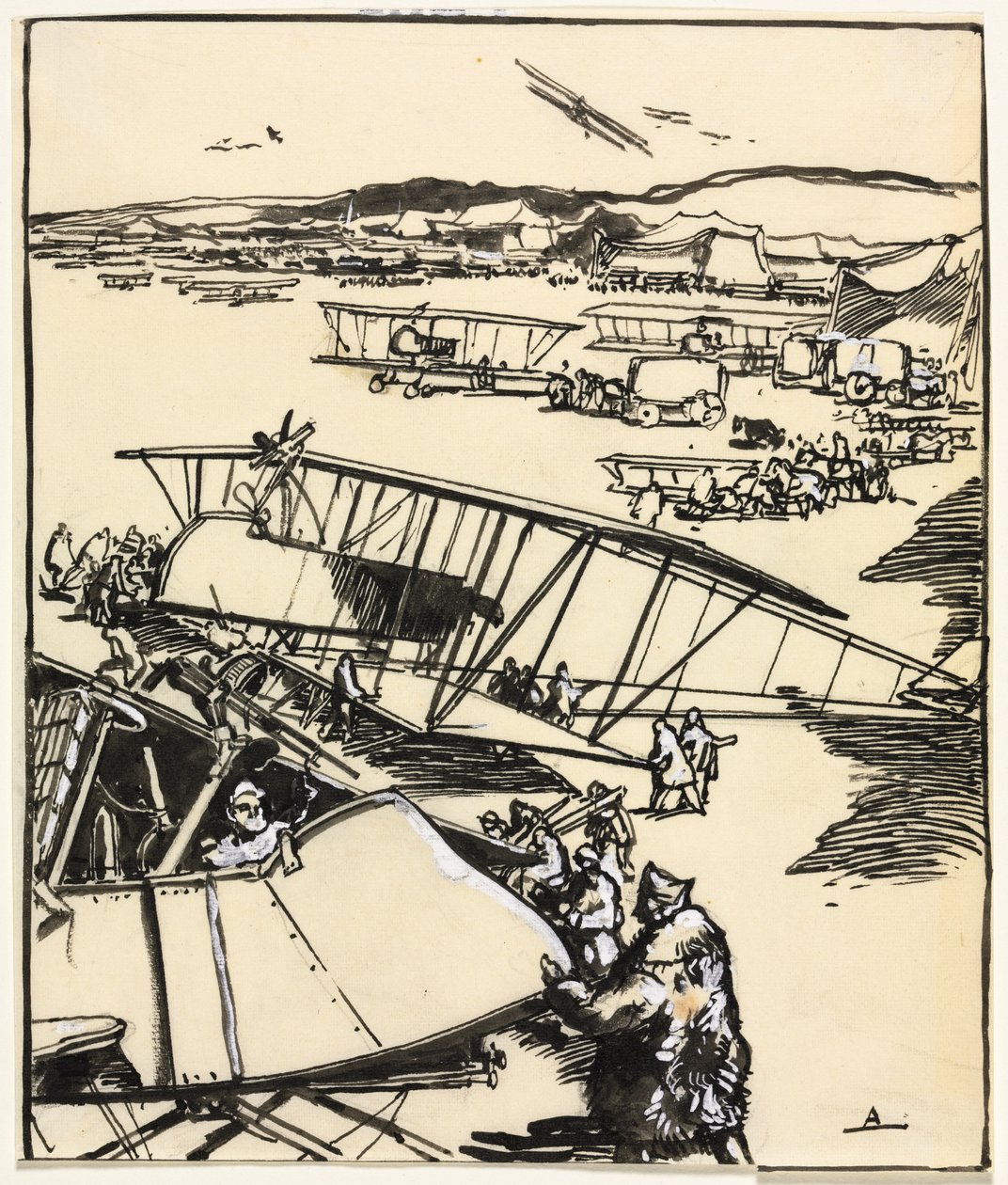 Aerei a riposo sul campo, 1914 da Auguste Louis Lepère
